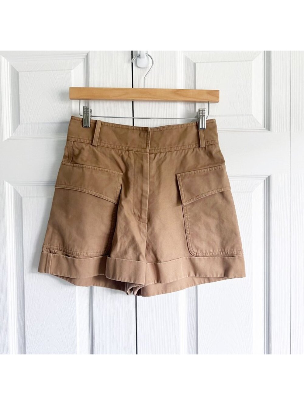 Victoria Beckham Camel Brown High-Rise Tailored Shorts Women's Size 4
